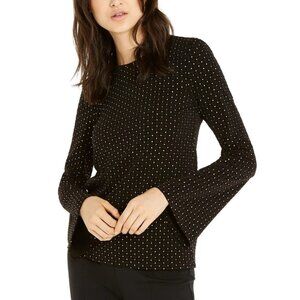 NWT Michael Kors Bell Sleeve Metallic Dot Top – XS Black/Gold
